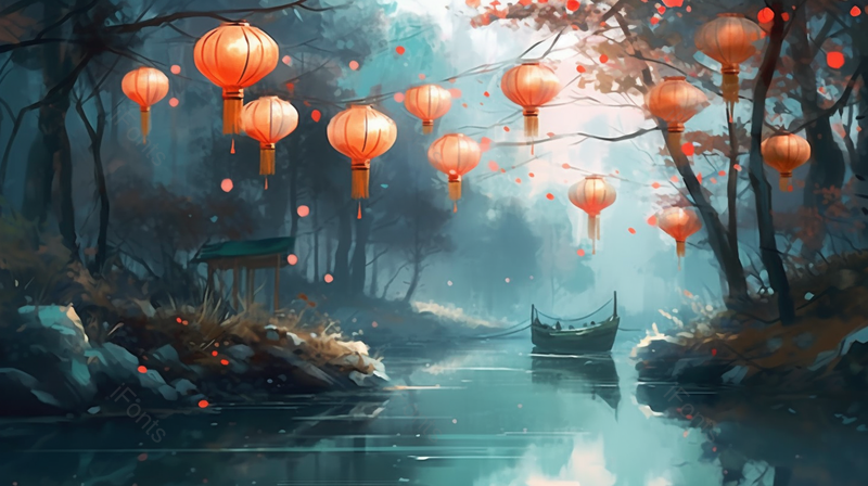 中国风灯笼插画水墨画,插画/手绘图,插画/手绘图库,插画/手绘图下载,插画/手绘
